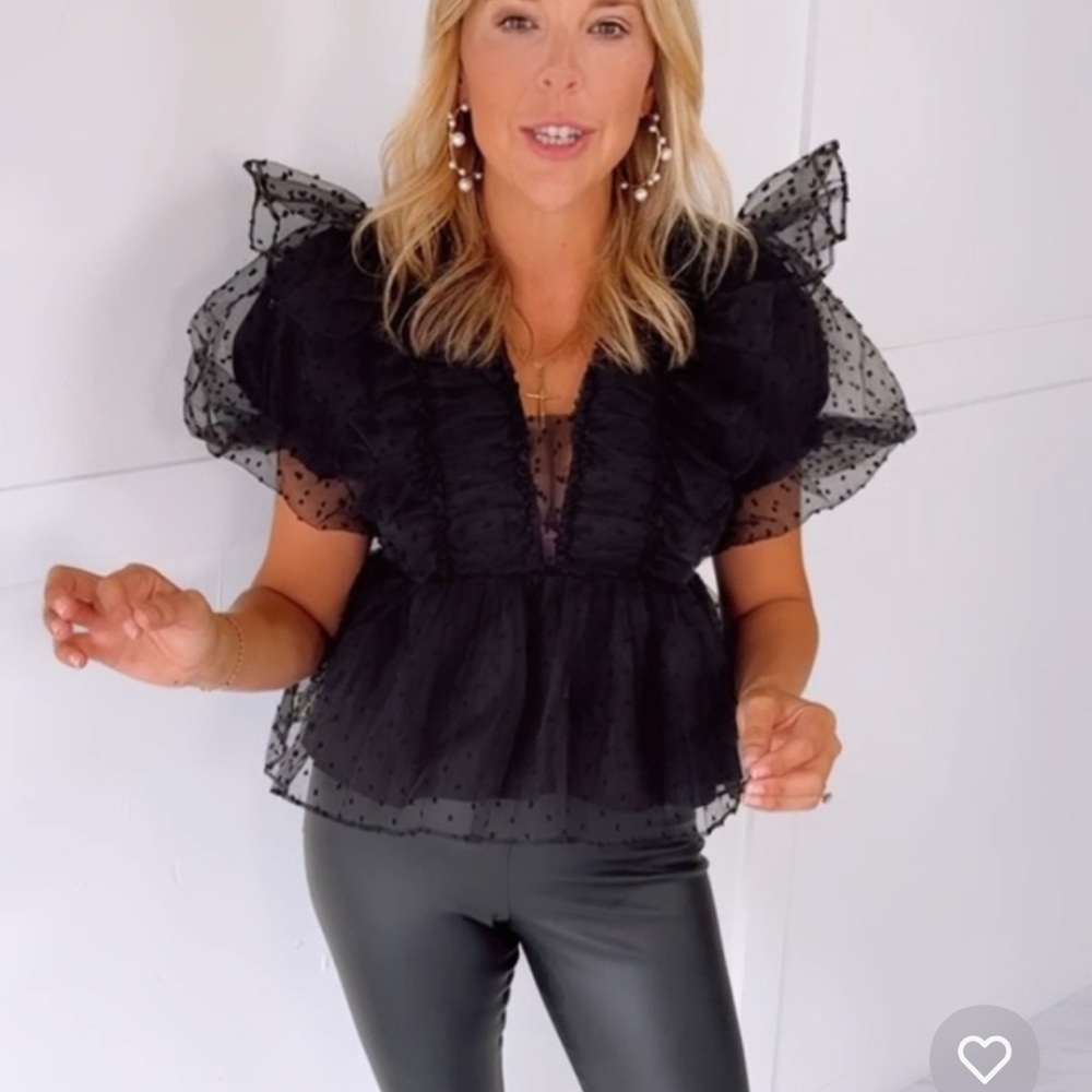 Swiss Dot Peplum Top - image 2